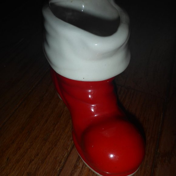 Vintage Ceramic Santa Boot Holiday Decor / Vase / Planter - Picture 3 of 5
